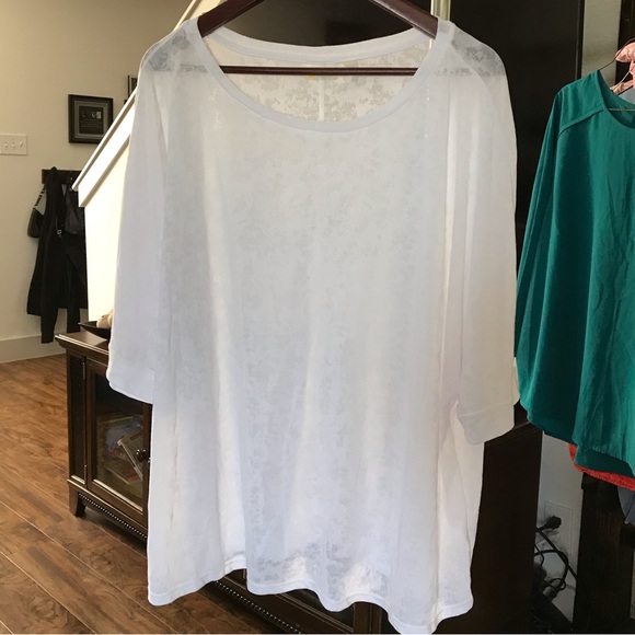 Zella | 3X White Sheer Short Sleeve Blouse - Picture 8 of 10